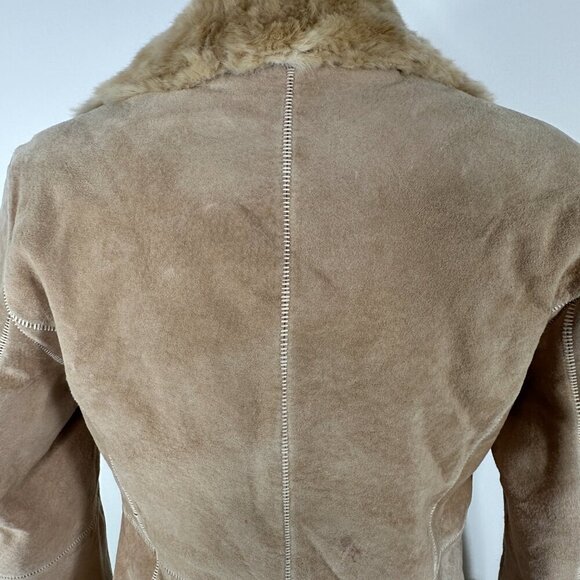 Vintage Y2K 90s Guess Faux Suede & Sherpa Penny Lane Long Coat Size XS - Picture 11 of 16